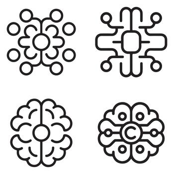 Neural network cyber defense security shield abstract icon isolated on white background vector