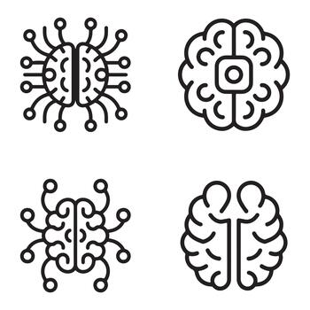 neural ciber defensa resumen tecnología red icono con circuitería elementos aislado en blanco antecedentes vector