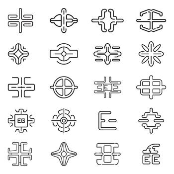 moderno borde informática tecnología íconos para digital redes aislado en blanco antecedentes vector