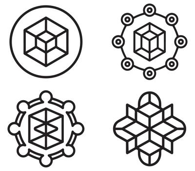 Modern blockchain compliance digital icons for regulatory and security applications isolated on white background vector