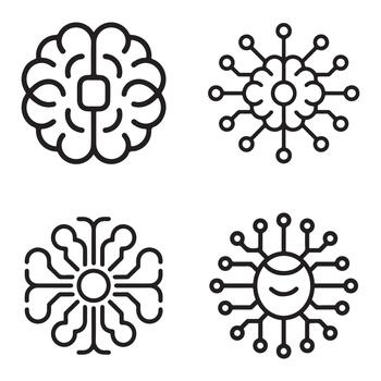 Neural network cyber defense security shield icon with abstract circuitry isolated on white background vector