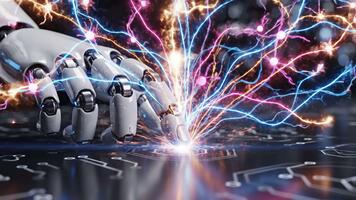 futurista robot mano conmovedor interfaz con brillante circuitos, potenciando innovación y automatización en avanzado tecnología para sin costura soluciones video