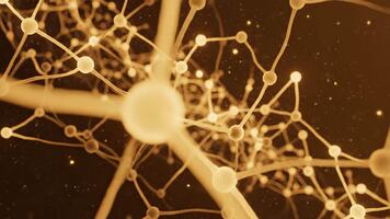 dinamico cellulare Rete animazione con d'oro splendore Perfetto per scienza biotech e tecnologia presentazioni illustrare connettività e innovazione video