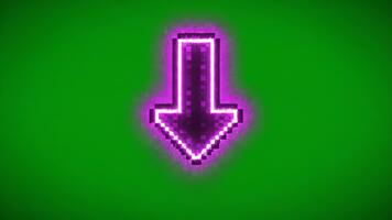 dynamisch korrelig naar beneden pijl met gloeiend Purper energie effect animatie Aan groen scherm achtergrond voor creatief projecten en presentaties. video