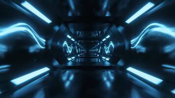 Erfahrung das faszinierend Reise durch ein futuristisch Neon- Tunnel, perfekt zum Technik Präsentationen und innovativ Konzept Videos Das Nachfrage ein modern Kante