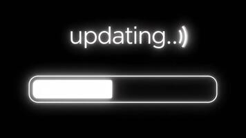 reloj el Progreso bar llenar como el sistema actualizaciones en esta neón animación, Perfecto para tecnología población y software promociones video