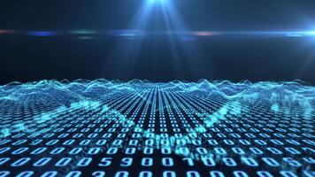 dynamisk data ström med lysande binär koda, perfekt för teknologi, kodning och innovation projekt kräver en modern, tekniskt driven estetisk video