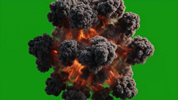 dynamisk brand explosion effekt på grön skärm för visuell effekter sammansättning och realistisk simuleringar tillsats intensitet till din projekt video