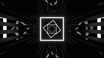 blanco cuadrado ciber corredor con resumen neón resplandor antecedentes vj lazo en 4k video