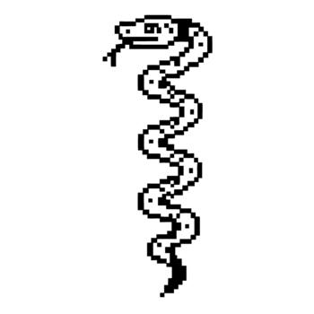 píxel Arte serpiente icono con enroscado zigzag cuerpo y ahorquillado lengua en retro monocromo 8 poco arcada juego minimalista vector