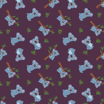 Seamless Pattern with Koalas and Bamboo. Endless textures for your design vector