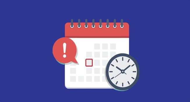 Calendar and Clock with Alert vector