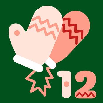 verde y rojo nuevo años adviento calendario ilustración con mitones vector