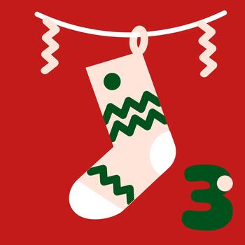 verde y rojo nuevo años adviento calendario ilustración con calcetín vector