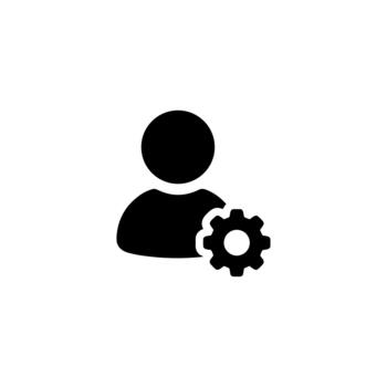 Simple Silhouette User Setting Profile Account Cog Wheel Icon vector