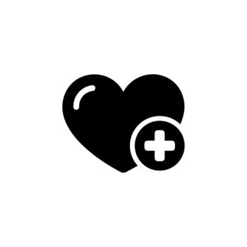 sólido estilo corazón con más firmar símbolo gráfico elemento icono vector