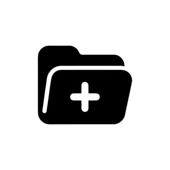 Minimalist Solid File Folder Add New Document Icon Symbol Shape vector