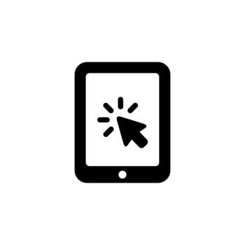 plano estilo detallado tableta hacer clic puntero cursor dispositivo ilustración icono vector