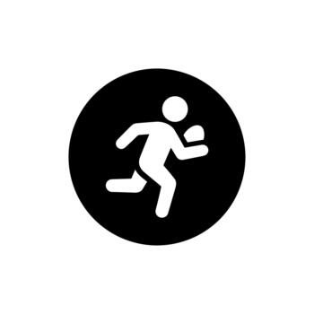 Simple Glyph Man Running Fast in Circle Shape Icon Design vector
