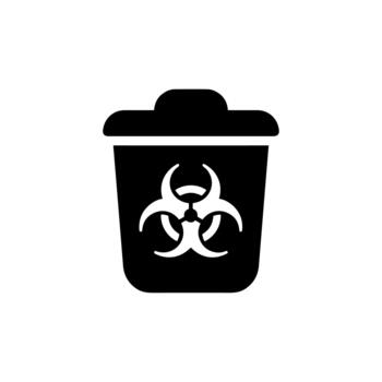 Simple Flat Trashcan Biohazard Warning Symbol Icon Representing Dangerous Waste vector