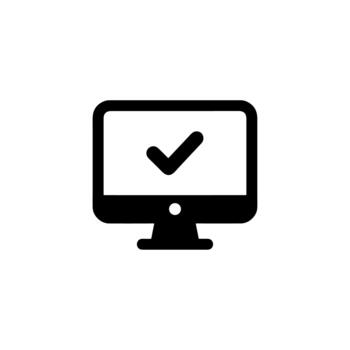 Minimalist Simple Computer Checkmark Icon on Screen Display Symbol vector