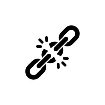 Simple Line Art Broken Chain Link Connection Loss Icon Symbol vector