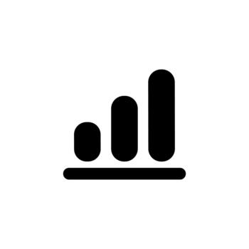 Minimalist Black Increasing Bar Graph Signal Strength Indicator Icon vector