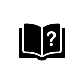 Minimalist Glyph Open Book with Question Mark Shape Icon Symbol vector