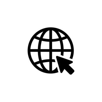 Simple Flat Style World Globe with Cursor Icon Design Element vector
