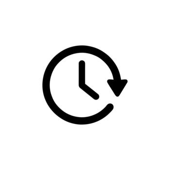 Simple Line Style Clock with Arrow Symbol Time Icon Design vector