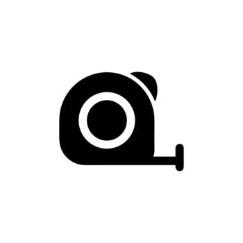 sólido minimalista estilo sencillo medición cinta icono para construcción proyectos vector