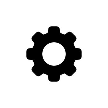 minimalista plano diseño engranaje rueda dentada mecanismo ajuste y configuración icono vector