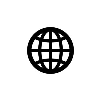 Minimalist Line Art Globe Earth Communication Icon for Web Design vector