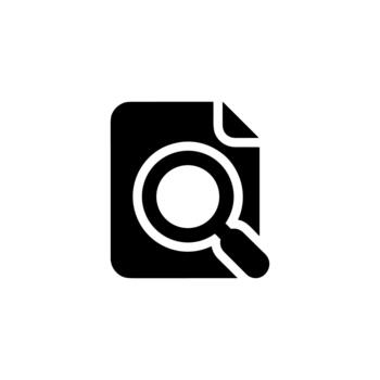 lleno estilo documento aumentador vaso icono para archivo buscar y descubrimiento vector