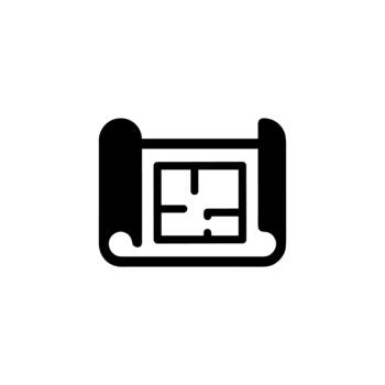 Simple Line Art Blueprint Roll Symbol Architecture Plan Icon vector