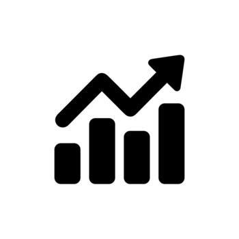 Simple Bold Diagram Bar Chart and Arrow Upwards Graph Icon vector