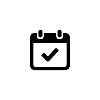 Simple Bold Outline Calendar with Checkmark Symbol Graphic Element Icon vector