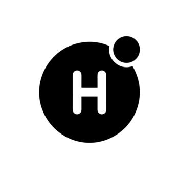 Glyph Solid Letter H Initial Circle Notification Alert Icon Element vector