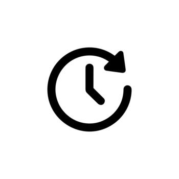 Simple Outline Clock with Arrow Circle Showing Time and Process Icon vector