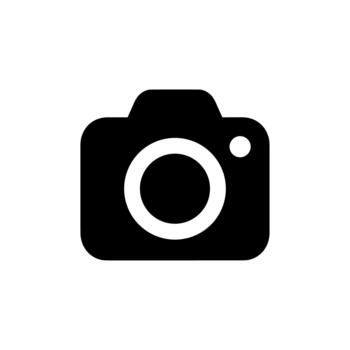 sencillo plano negro cámara objeto aislado en blanco antecedentes icono vector