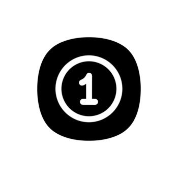 Simple Bold Number One Inside Circle in Rounded Square Shape Icon vector