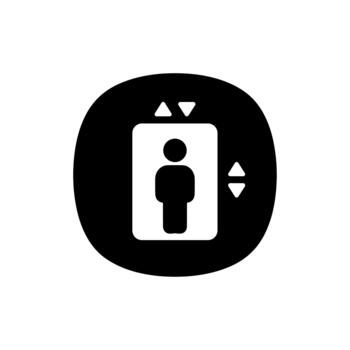 Minimalist Simple Style Elevator Sign Within Rounded Square Icon vector