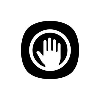 Minimalist Silhouette Hand in Circle Stop Sign Symbol Icon Graphic vector