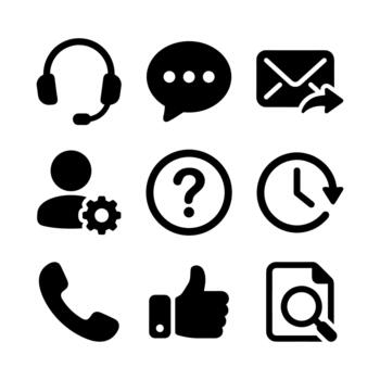 minimalista glifo apoyo y comunicación sistema icono símbolo conjunto vector