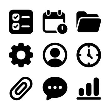 Minimalist Solid Business and Finance Icon Set Collection for Website or Mobile App vector