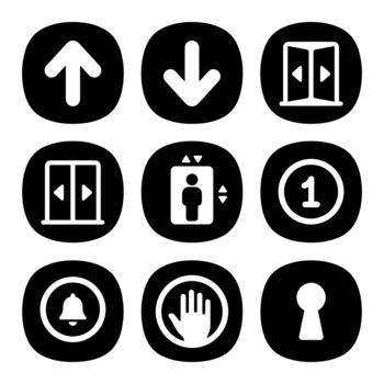 redondeado silueta estilo navegación y direccional icono conjunto elementos colección vector