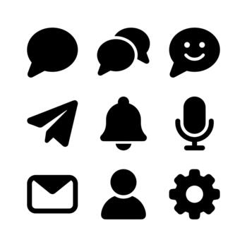 sencillo sólido estilo medios de comunicación y comunicación interfaz elemento icono conjunto vector