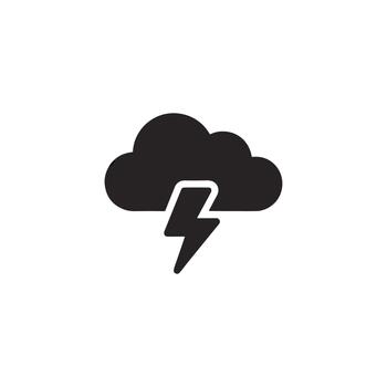 Minimalist Line Drawing Cloud With Lightning Weather Forecast Sign Icon vector