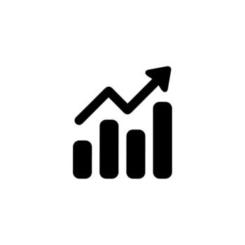 Simple Line Style Graph Chart with Arrow Up Direction Icon Symbol vector