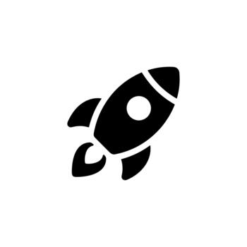 Simple Silhouette Rocket Spaceship Launch Icon Symbol for Startup Business vector